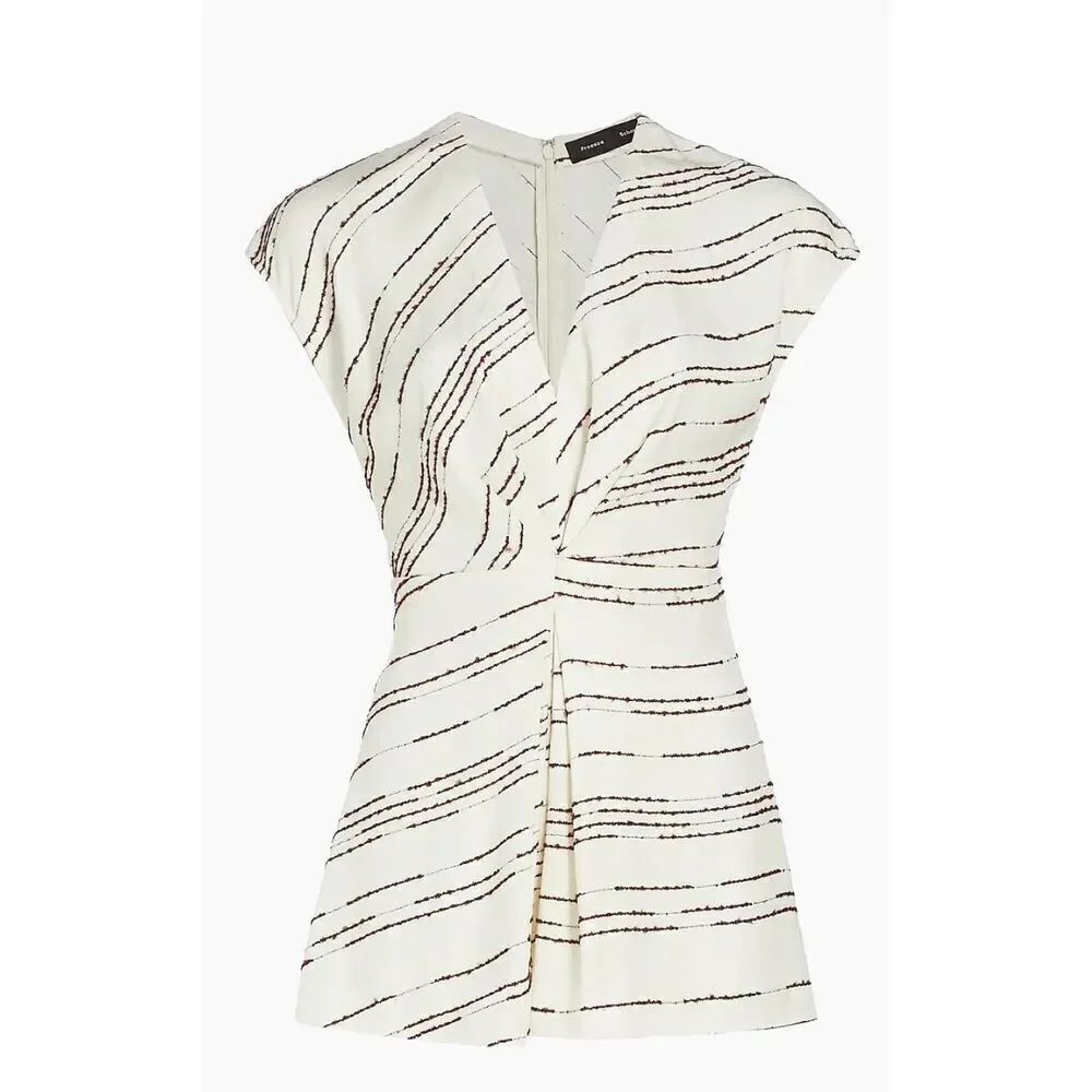 Proenza Schouler Stella Top In Textured Stripe NWT Size 2